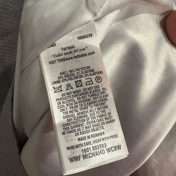 Ted Baker sheath dress gray women’s size 4 / 10 short cap sleeve textured pencil - Picture 6 of 8